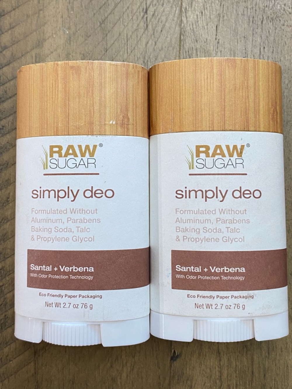 Raw Sugar Simply Deo sticks in Santal + Verbena (2) Aluminum Free